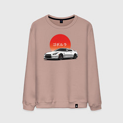 Свитшот хлопковый мужской Godzilla - Nissan GTR, цвет: пыльно-розовый