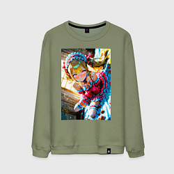 Мужской свитшот Девушка окруженная клубникой