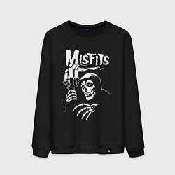 Свитшот хлопковый мужской Misfits скелет, цвет: черный