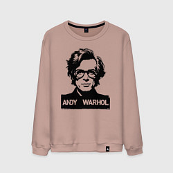 Свитшот хлопковый мужской Энди Уорхол портретный образ, цвет: пыльно-розовый