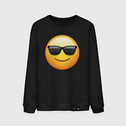 Свитшот хлопковый мужской Смайлик в очках, цвет: черный