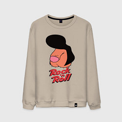 Свитшот хлопковый мужской Логотип rock n roll мем, цвет: миндальный