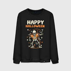 Свитшот хлопковый мужской Хэллоуин день скелетов ночь вампиров, цвет: черный