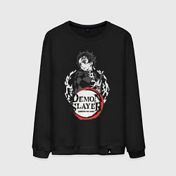 Свитшот хлопковый мужской Тандзиро кун, цвет: черный