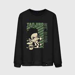 Свитшот хлопковый мужской Тандзиро Камадо клинок, цвет: черный