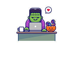 Свитшот хлопковый мужской Франкенштейн за столом, цвет: белый — фото 2