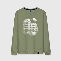 Свитшот хлопковый мужской Колизей в лучах вечности, цвет: авокадо