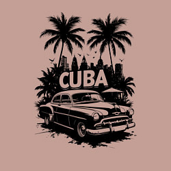 Свитшот хлопковый мужской Ретро-Куба пальмы и автомобиль, цвет: пыльно-розовый — фото 2