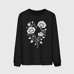 Свитшот хлопковый мужской Сердце из роз, цвет: черный
