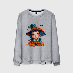 Свитшот хлопковый мужской Счастливого Хэллоуина - ведьмочка, цвет: меланж