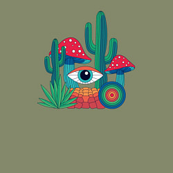 Свитшот хлопковый мужской Психоделика с глазом, цвет: авокадо — фото 2