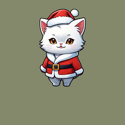 Свитшот хлопковый мужской Белый кот дед мороз, цвет: авокадо — фото 2