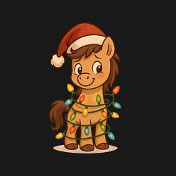 Свитшот хлопковый мужской Лошадка в гирлянде, цвет: черный — фото 2