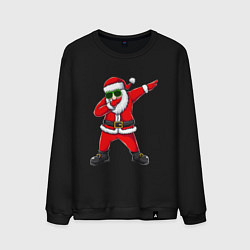 Свитшот хлопковый мужской Дед мороз флексит, цвет: черный