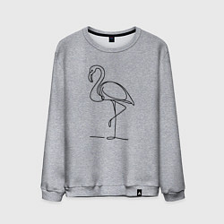 Свитшот хлопковый мужской Фламинго, лайн арт, цвет: меланж