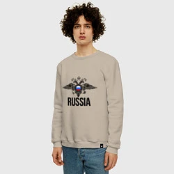 Свитшот хлопковый мужской Russia, цвет: миндальный — фото 2