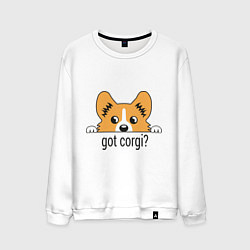 Свитшот хлопковый мужской Got Corgi, цвет: белый