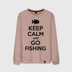 Свитшот хлопковый мужской Keep Calm & Go fishing, цвет: пыльно-розовый