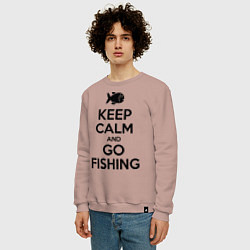 Свитшот хлопковый мужской Keep Calm & Go fishing, цвет: пыльно-розовый — фото 2