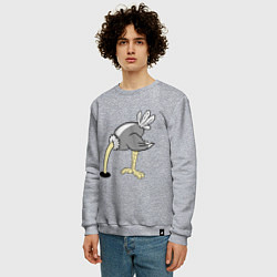 Свитшот хлопковый мужской Влюбленный страус: для него, цвет: меланж — фото 2