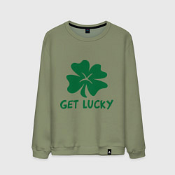 Свитшот хлопковый мужской Get lucky, цвет: авокадо