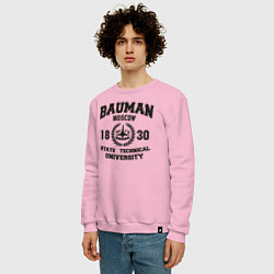 Свитшот хлопковый мужской BAUMAN University, цвет: светло-розовый — фото 2