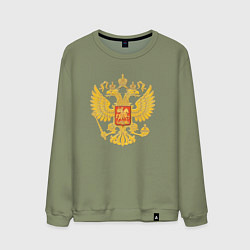 Свитшот хлопковый мужской Герб России: золото, цвет: авокадо