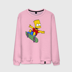 Свитшот хлопковый мужской Барт на скейте, цвет: светло-розовый