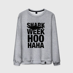 Свитшот хлопковый мужской Shark Week Hoohaha, цвет: меланж