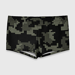 Мужские плавки Камуфляж пиксельный: черный/серый, цвет: 3D-принт