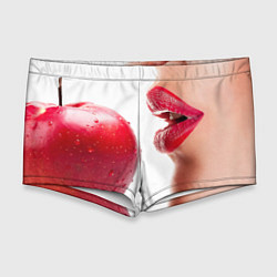 Мужские плавки Яблоко и губы, цвет: 3D-принт
