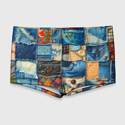 Мужские плавки Vanguard denim patchwork - ai art, цвет: 3D-принт