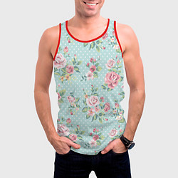 Майка-безрукавка мужская Цветы ретро 1, цвет: 3D-красный — фото 2
