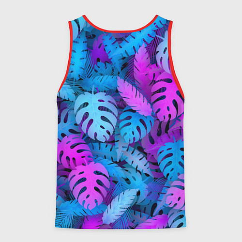 Мужская майка без рукавов Сине-розовые тропики / 3D-Красный – фото 2