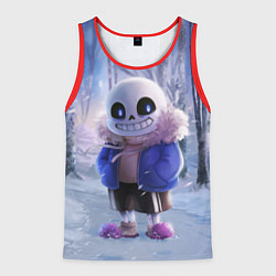 Майка-безрукавка мужская Winter forest & Sans, цвет: 3D-красный