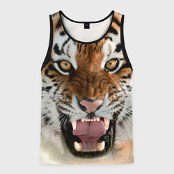 Майка-безрукавка мужская Свирепый тигр, цвет: 3D-черный