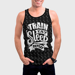 Майка-безрукавка мужская Train Eat Sleep Repeat, цвет: 3D-черный — фото 2