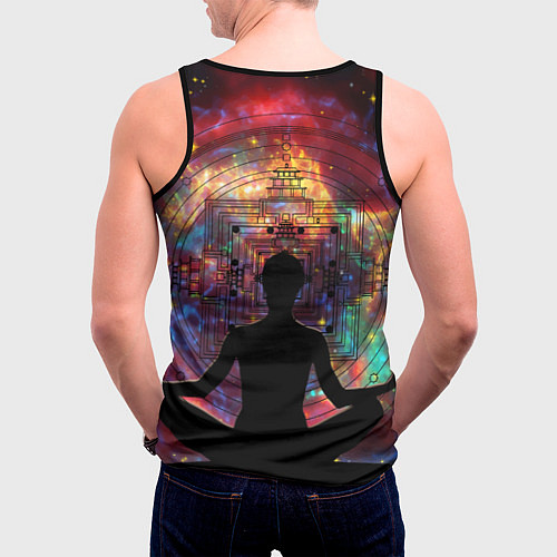 Мужская майка без рукавов Йога - мандала / 3D-Черный – фото 4