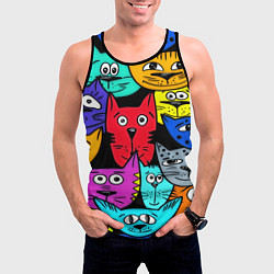 Майка-безрукавка мужская Кошачьи мордочки, цвет: 3D-черный — фото 2