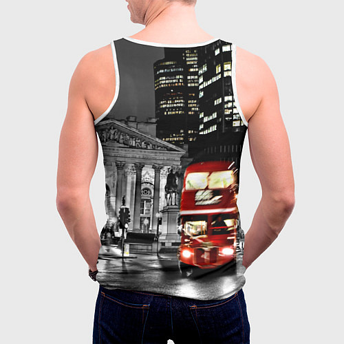 Мужская майка без рукавов Лондон - ночной автобус / 3D-Белый – фото 4