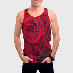 Майка-безрукавка мужская Паттерн из роз, цвет: 3D-красный — фото 2
