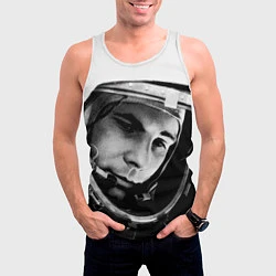 Майка-безрукавка мужская Гагарин космонавт, цвет: 3D-белый — фото 2