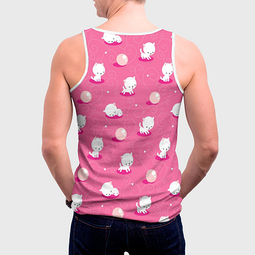 Мужская майка без рукавов Милые котики / 3D-Белый – фото 4