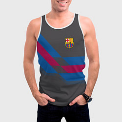 Майка-безрукавка мужская Barcelona FC: Dark style, цвет: 3D-белый — фото 2
