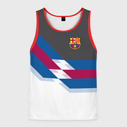 Майка-безрукавка мужская Barcelona FC: White style, цвет: 3D-красный