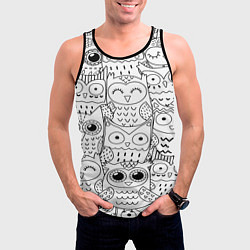 Майка-безрукавка мужская Совушки: узор, цвет: 3D-черный — фото 2