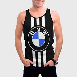 Майка-безрукавка мужская BMW: White Strips, цвет: 3D-черный — фото 2