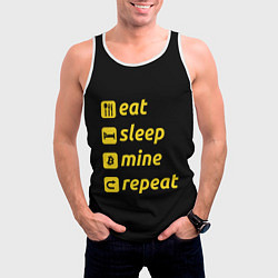 Майка-безрукавка мужская Eat Sleep Mine Repeat, цвет: 3D-белый — фото 2