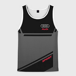 Майка-безрукавка мужская Audi: Crey & Black, цвет: 3D-белый