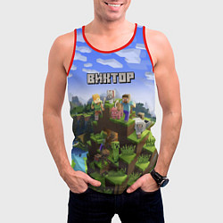 Майка-безрукавка мужская Майнкрафт: Виктор, цвет: 3D-красный — фото 2